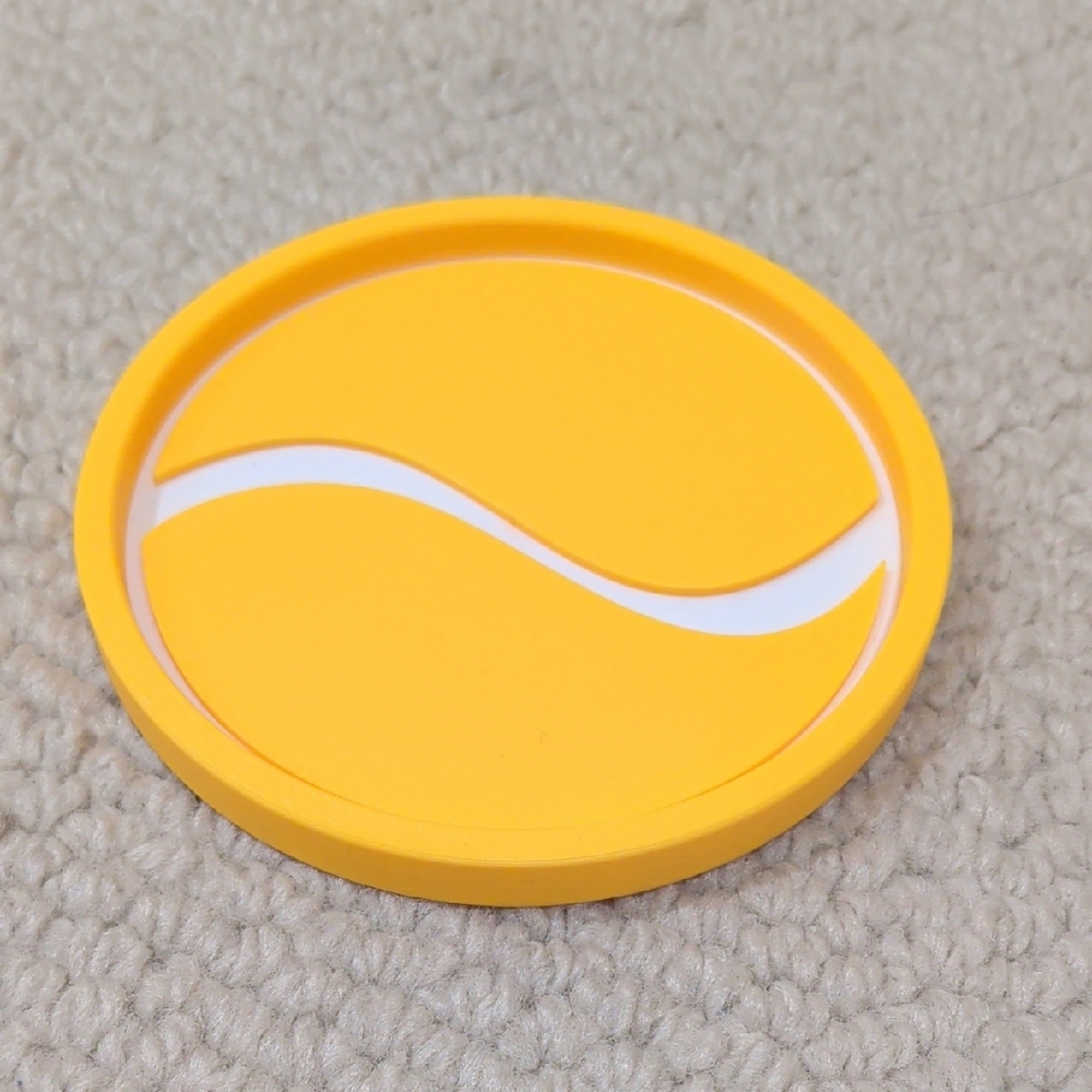 Yellow and White Tennis Round Coaster